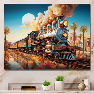 Abstract Colorful Train 1950S I - Train Canvas Wall Art